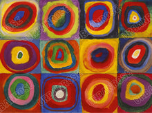 Load image into Gallery viewer, Copper Art Cuff - Kandinsky Squares With Concentric Circles