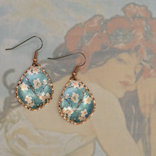 Load image into Gallery viewer, Copper Art Earrings - Van Gogh Almond Blossoms Vibrant Color