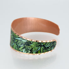 Load image into Gallery viewer, Copper Art Cuff - Alphonse Mucha Emerald