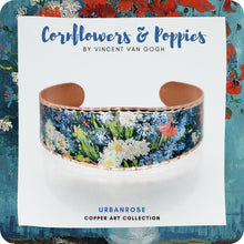 Load image into Gallery viewer, Copper Art Cuff - Van Gogh - Still Life Cornflowers & Poppies - UrbanroseNYC