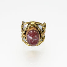 Load image into Gallery viewer, Mixed Metal Statement Cuff Ring - Rhodonite - UrbanroseNYC