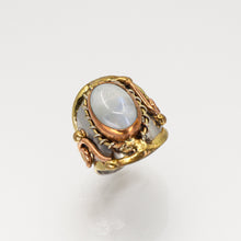 Load image into Gallery viewer, Mixed Metal Statement Cuff Bracelet - Rainbow Moonstone - UrbanroseNYC