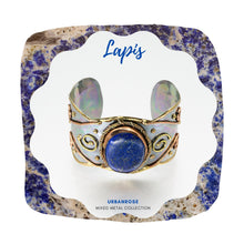 Load image into Gallery viewer, Mixed Metal Statement Cuff Bracelet - Lapis Lazulli - UrbanroseNYC