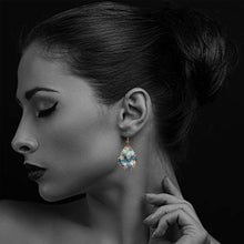 Load image into Gallery viewer, Copper Art Earrings - Van Gogh Almond Blossoms Vibrant Color