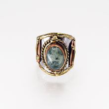 Load image into Gallery viewer, Mixed Metal Statement Cuff Ring - Moss Agate - UrbanroseNYC