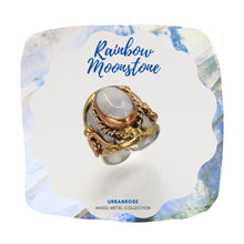 Load image into Gallery viewer, Mixed Metal Statement Cuff Bracelet - Rainbow Moonstone - UrbanroseNYC