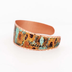 Copper Art Bracelet - Van Gogh Sunflowers - UrbanroseNYC