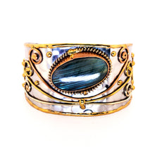 Load image into Gallery viewer, Mixed Metal Statement Cuff Bracelet - Labradorite - UrbanroseNYC