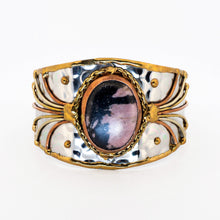 Load image into Gallery viewer, Mixed Metal Statement Cuff Bracelet- Rhodonite - UrbanroseNYC