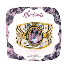 Load image into Gallery viewer, Mixed Metal Statement Cuff Bracelet- Rhodonite - UrbanroseNYC
