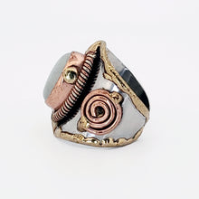 Load image into Gallery viewer, Mixed Metal Statement Cuff Ring - Aventurine UrbanroseNYC
