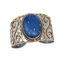 Load image into Gallery viewer, Mixed Metal Cuff Bracelet - Lazurite - UrbanroseNYC