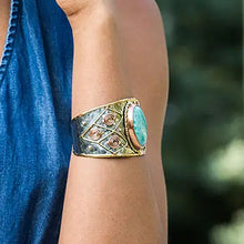 Load image into Gallery viewer, Mixed Metal Statement Cuff Bracelet - Amazonite - UrbanroseNYC