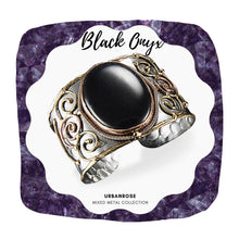 Load image into Gallery viewer, Mixed Metal Statement Cuff Bracelet - Black Onyx - UrbanroseNYC
