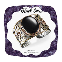 Load image into Gallery viewer, Mixed Metal Statement Cuff Bracelet - Black Onyx - UrbanroseNYC
