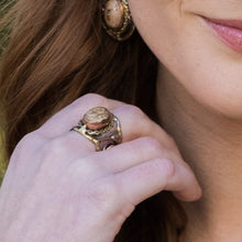 Load image into Gallery viewer, Mixed Metal Statement Cuff Ring - Picture Jasper - UrbanroseNYC