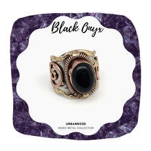 Load image into Gallery viewer, Mixed Metal Statement Cuff Ring - Black Onyx UrbanroseNYC