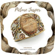 Load image into Gallery viewer, Mixed Metal Statement Cuff Bracelet - Picture Jasper UrbanroseNYC