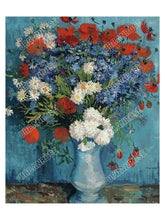 Load image into Gallery viewer, Copper Art Cuff - Van Gogh - Still Life Cornflowers & Poppies - UrbanroseNYC