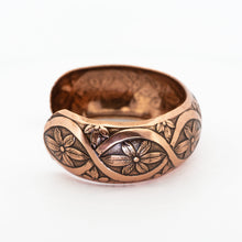 Load image into Gallery viewer, Solid Copper Domed Cuff - Interlocking Floral - UrbanroseNYC
