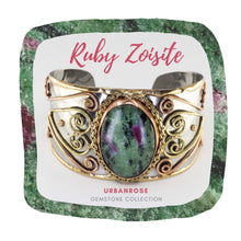 Load image into Gallery viewer, Mixed Metal Statement Cuff Bracelet - Ruby Zoisite - UrbanroseNYC