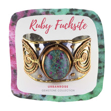 Load image into Gallery viewer, Mixed Metal Cuff Bracelet - Ruby Fuchsite UrbanroseNYC