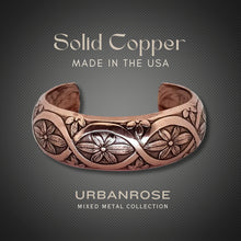 Load image into Gallery viewer, Solid Copper Domed Cuff - Interlocking Floral - UrbanroseNYC