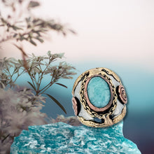 Load image into Gallery viewer, Mixed Metal Statement Cuff Ring - Amazonite - UrbanroseNYC