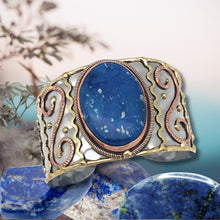 Load image into Gallery viewer, Mixed Metal Cuff Bracelet - Lazurite - UrbanroseNYC
