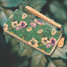 Load image into Gallery viewer, Portuguese Cork Wallet - Green Floral lifestyle view UrbanroseNYC