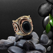 Load image into Gallery viewer, Mixed Metal Statement Cuff Ring - Black Onyx UrbanroseNYC