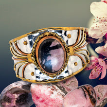 Load image into Gallery viewer, Mixed Metal Statement Cuff Bracelet- Rhodonite - UrbanroseNYC