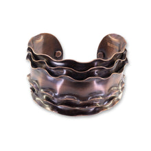 Load image into Gallery viewer, Luxury Solid Copper Statement Cuff Bracelet With Ruffled Edges