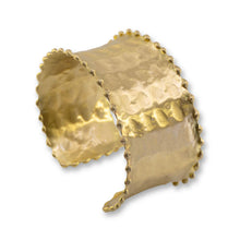 Load image into Gallery viewer, Solid Brass Statement Cuff Bracelet With Fluted Edges