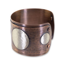 Load image into Gallery viewer, Luxury Solid Copper Statement Cuff Bracelet With Silver Circles