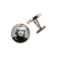 Load image into Gallery viewer, Altered Art Cufflinks - Marilyn Monroe Black &amp; White - Altered Art Cufflinks - Marilyn Monroe Black &amp; White - UrbanroseNYC
