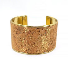 Load image into Gallery viewer, Portuguese Cork Channel Cuff - Metallic Gold Swirl - Portuguese Cork Channel Cuff - Metallic Gold Swirl - UrbanroseNYC