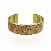 Load image into Gallery viewer, Portuguese Cork Channel Cuff - Metallic Gold Marble - .75 inches - UrbanroseNYC