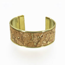 Load image into Gallery viewer, Portuguese Cork Channel Cuff - Metallic Gold Marble - 1 inch - UrbanroseNYC
