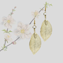 Load image into Gallery viewer, Mini Real Leaf Earrings - Gold - Mini Real Leaf Earrings - Gold - UrbanroseNYC
