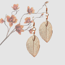 Load image into Gallery viewer, Mini Real Leaf Earrings - Rose Gold - Mini Real Leaf Earrings - Rose Gold - UrbanroseNYC