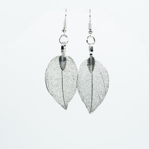 Mini Real Leaf Earrings - Silver - Mini Real Leaf Earrings - Silver - UrbanroseNYC