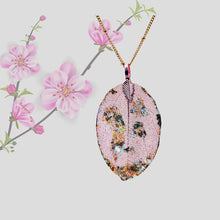 Load image into Gallery viewer, Real Leaf Pendant - Gilded, Small - Dusty Rose / 24 inches - UrbanroseNYC
