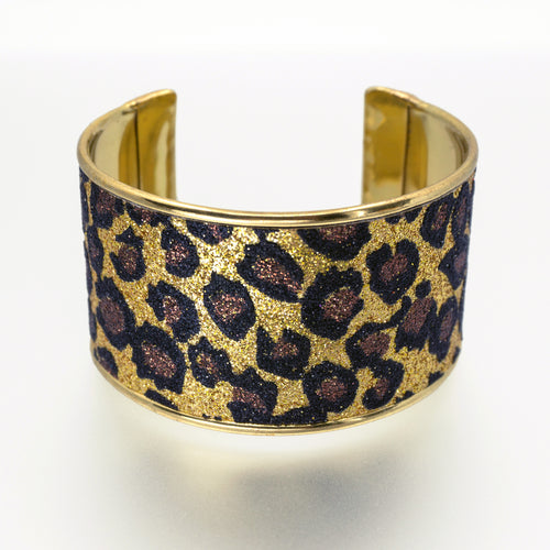 Glitter Cuff Bracelet - Leopard Print - Glitter Cuff Bracelet - Leopard Print - UrbanroseNYC