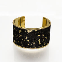 Load image into Gallery viewer, Portuguese Cork Cuff Bracelet - Black, Marbled Metallic Gold - 1.5 inches - UrbanroseNYC
