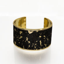 Load image into Gallery viewer, Portuguese Cork Cuff Bracelet - Black, Marbled Metallic Gold - 1.5 inches - UrbanroseNYC