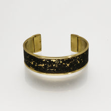 Load image into Gallery viewer, Portuguese Cork Cuff Bracelet - Black, Marbled Metallic Gold - .75 inches - UrbanroseNYC