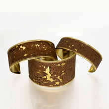 Load image into Gallery viewer, Portuguese Cork Channel Cuff - Cocoa, Marbled Metallic Gold - Portuguese Cork Channel Cuff - Cocoa, Marbled Metallic Gold - UrbanroseNYC
