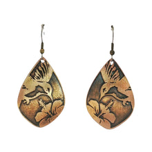 Load image into Gallery viewer, Copper Hummingbird Earrings - Handmade Copper Teardrop Earrings With Rustic Copper Finish
