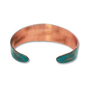 Verdigris Copper Cuff - Etched Sunflower Bracelet With Rustic Patina Finish